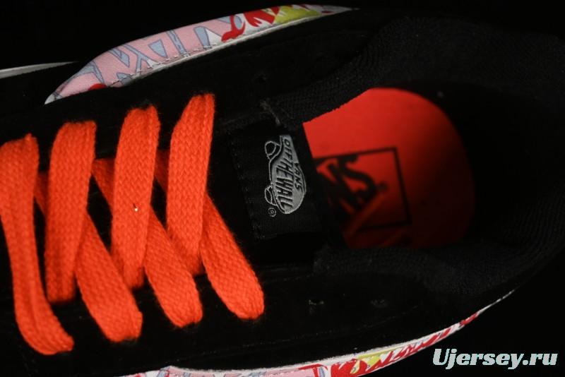 Vans Classics Knu Skool Retro Sneakers with Embroidered Graffiti Design and Thick Tongue - VN000CS00ZB