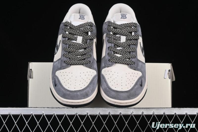 Nike SB Dunk Low Anniversary Edition Customized Sneakers with Grey Swoosh Logo - DJ2024-083
