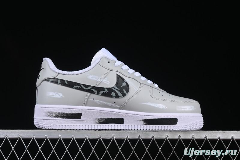 Nike Air Force 1 '07 Low Shadow Knight Grey White Black Casual Sneakers - CW2288-111