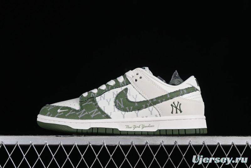 Nike SB Dunk Low MLB Collaboration - Green Denim Anniversary Custom Low-Top Casual Skate Shoes - DQ1098-345