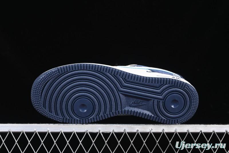 Nike Air Force 1 '07 Low Stussy Collaboration Light Blue White Transparent Swoosh Low-Top Casual Sneakers - DM6688-055