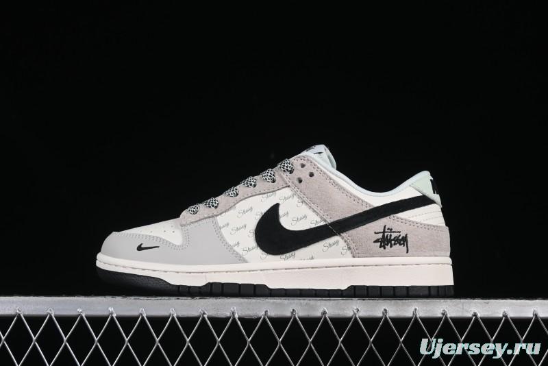 Nike SB Dunk Low Stussy Collaboration Green Tail Small Black Hook Anniversary High-End Custom Low-Top Casual Skate Shoes - XX2025-901