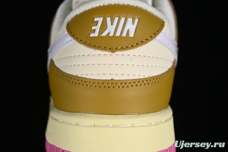 Nike Dunk Low "Just Do It" SB Low-Top Casual Skate Shoes in Coconut Milk and Pink - FD8683-700