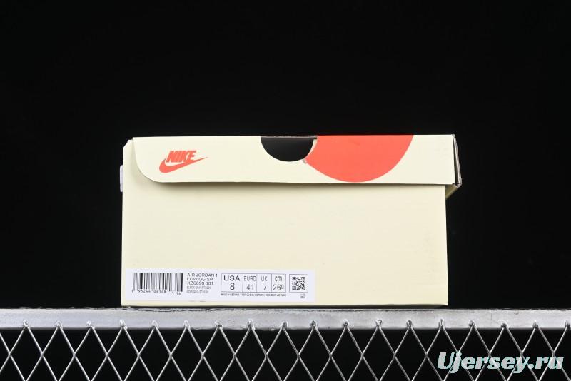 Nike Travis Scott x Fragment Design x Air Jordan 1 Low OG SP AJ1 Retro Sneakers in Summer Cicada Grey - XZ6898-001