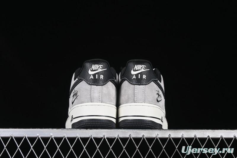 Nike Air Force 1 '07 Low Stussy Collaboration Black Leather Low-Top Casual Sneakers - CH6336-518