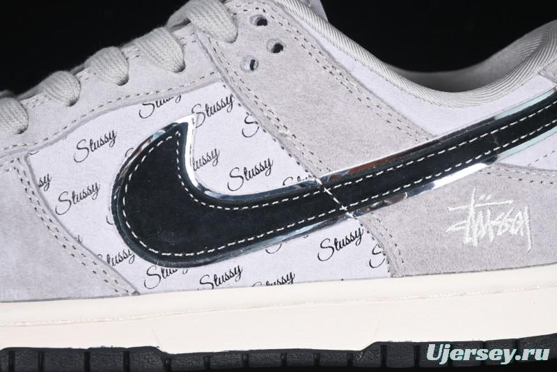 Nike SB Dunk Low Stussy Collaboration - Black Swoosh Anniversary Custom Low-Top Casual Skate Shoes - XX3168-069