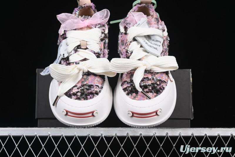 SMILEREPUBLIC SMILE Canvas Sneakers with Cut Wool Fringe and Unique Weaving - G.D4