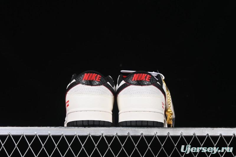 Nike SB Dunk Low Year of the Snake Series - Black Snakeskin with Black Swoosh Anniversary Custom Low-Top Casual Skate Shoes - DM6868-012