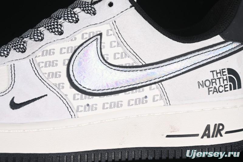 Nike Air Force 1'07 Low The North Face Collaboration - Grey Black Reflective Swoosh Casual Sneakers - DM6688-007