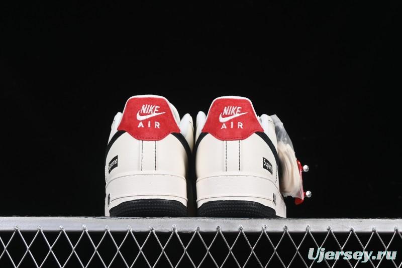 Nike Air Force 1 '07 Low Supreme Collaboration Casual Sneakers in Beige Black Red - BB7518-019
