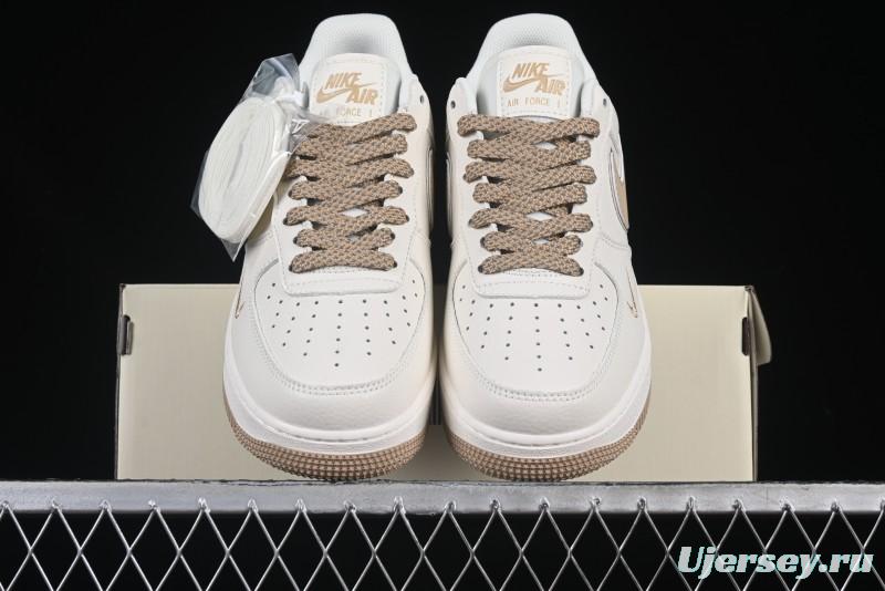 Nike Air Force 1 '07 Low QR Code Metallic Gold Star Sneakers Low-Top Casual Shoes - CU1836-965