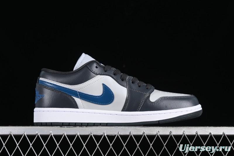 Nike Air Jordan 1 Low AJ1 Black Grey Blue Hook Basketball Shoes - DC0774-040