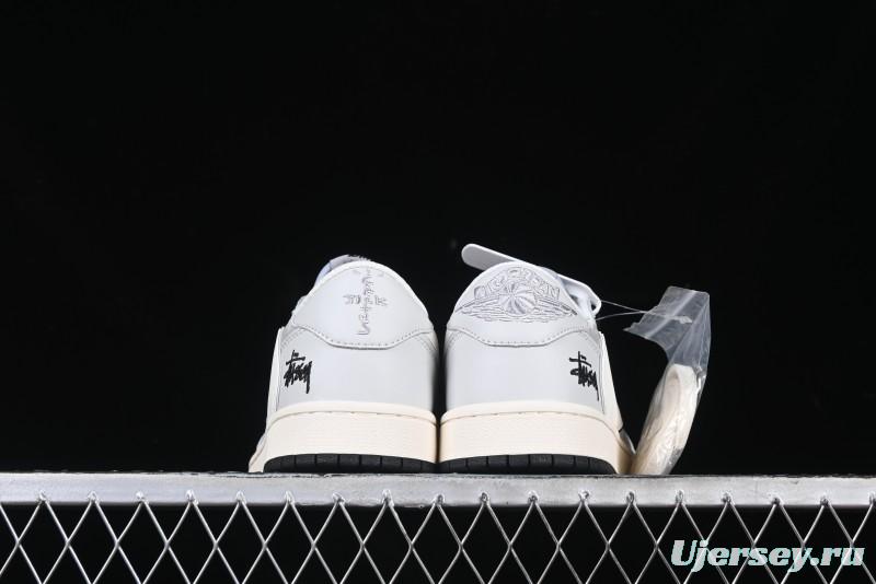 Nike Travis Scott x Fragment Design x Air Jordan 1 Low OG SP AJ1 Retro Sneakers in Summer Cicada Grey - XZ6898-001