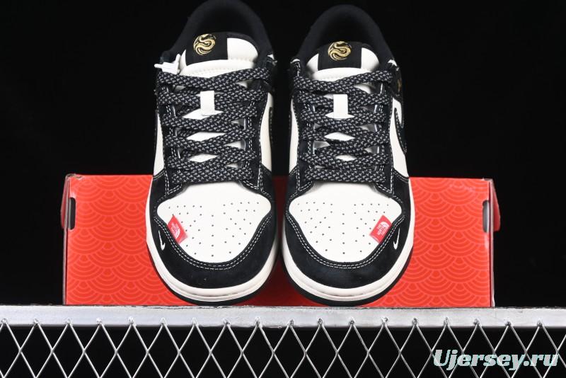 Nike SB Dunk Low The North Face Year of the Snake Black White Black Swoosh Anniversary Custom Low-Top Casual Sneakers - FC1688-210