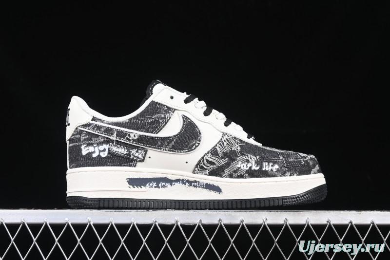 Nike Air Force 1 '07 Low "Black Jeans" Graffiti Casual Sneakers - FB0607-660