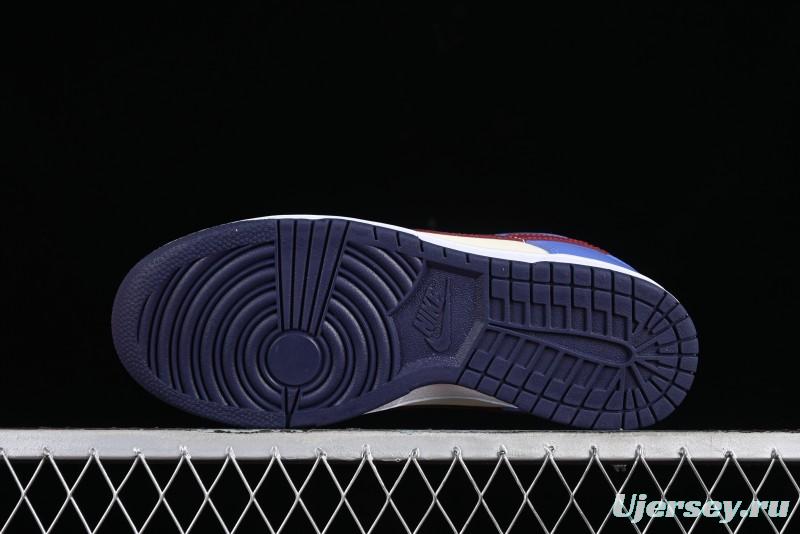 Nike Dunk Low SB Skateboarding Shoes in White Blue Red Colorway - FV8119-161