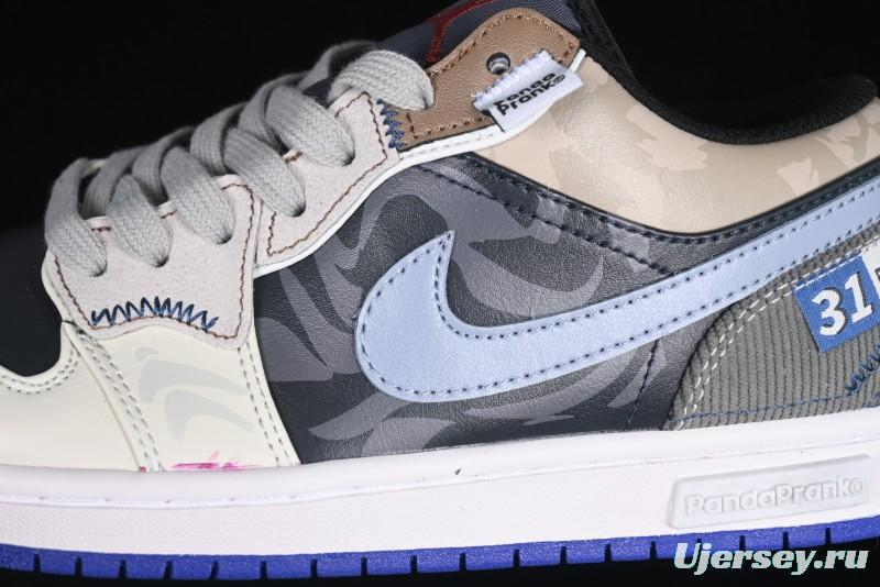 Nike Air Jordan 1 Low Retro Basketball Shoes with Panda Mischief Skyline Design - 553558-154