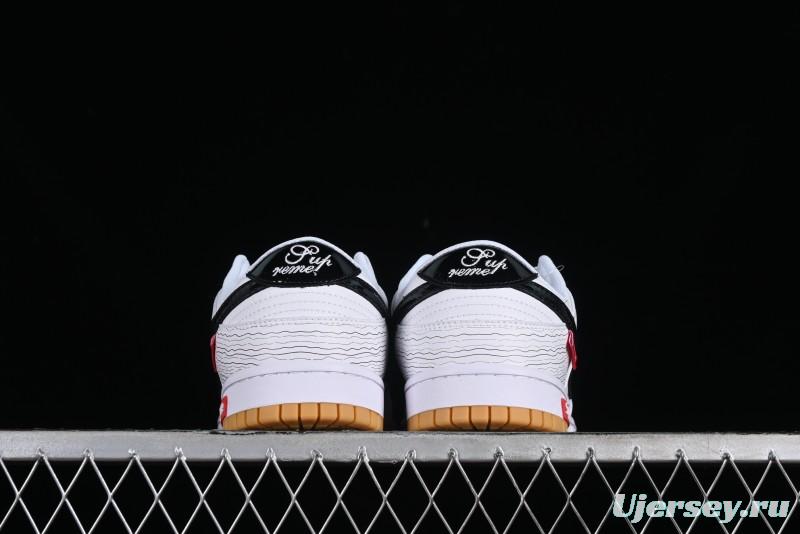 Supreme x Nike Dunk Low SB Casual Skate Shoes with Zoom Air Cushion - XD6188-034