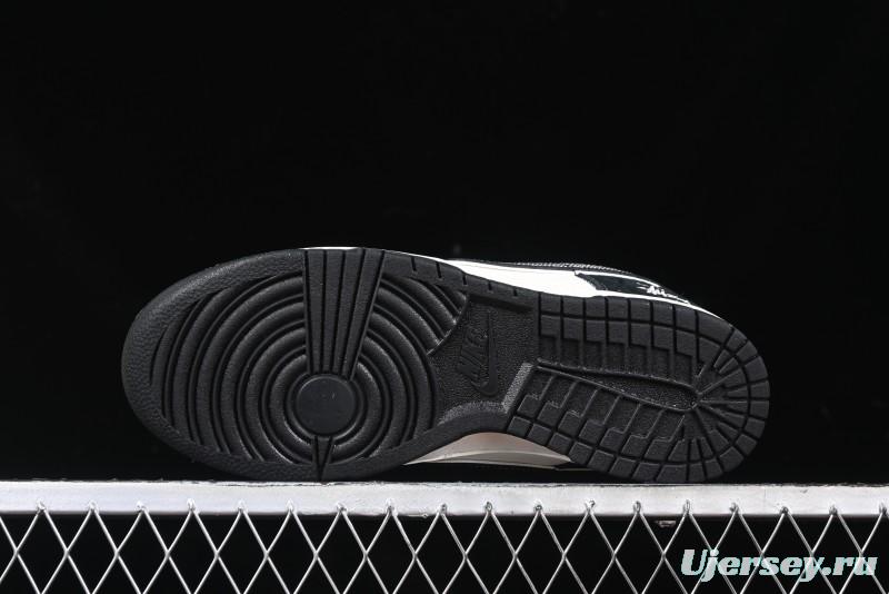 Nike SB Dunk Low Stussy x Gucci Triple Collaboration - Irregular Black Swoosh Anniversary Custom Low-Top Casual Sneakers - FC1688-196