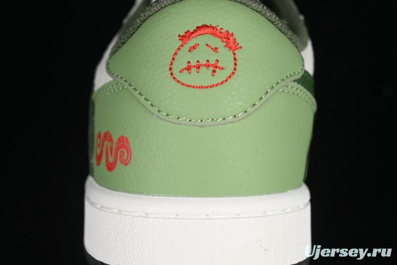 Nike Travis Scott x Fragment Design x Air Jordan 1 Low OG SP AJ1 Snake Year Limited Edition Low-Top Casual Sneakers - DM7866-075