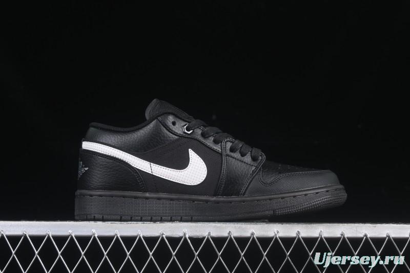 Nike Air Jordan 1 Low AJ1 Basketball Shoes in Black and White Canvas and Leather - HV5968-001