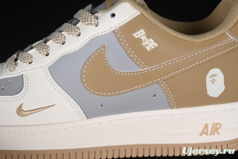 Nike Air Force 1 '07 Low Bape Collaboration Khaki Beige Grey Low-Top Casual Sneakers - BB6566-208