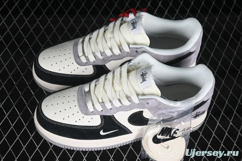 Nike Air Force 1 '07 Low Stussy Collaboration Black Grey Patchwork Low-Top Casual Sneakers - XZ6188-363