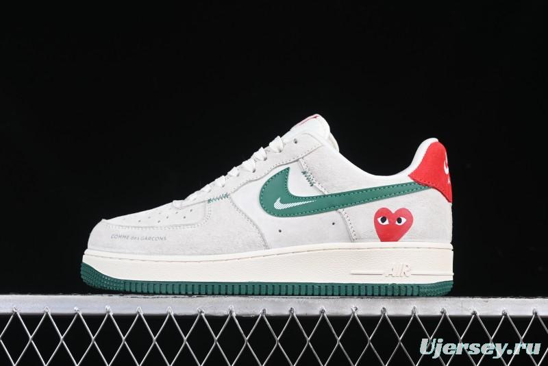Nike Air Force 1 '07 Low CDG Play Collaboration Green Swoosh Low-Top Casual Sneakers - DF0188-033