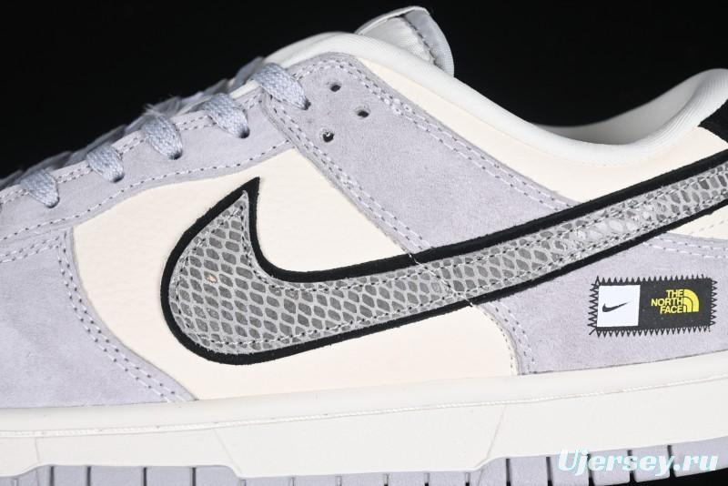 Nike SB Dunk Low The North Face Year of the Snake Grey White Grey Swoosh Anniversary Custom Low-Top Casual Skate Shoes - KK1333-019