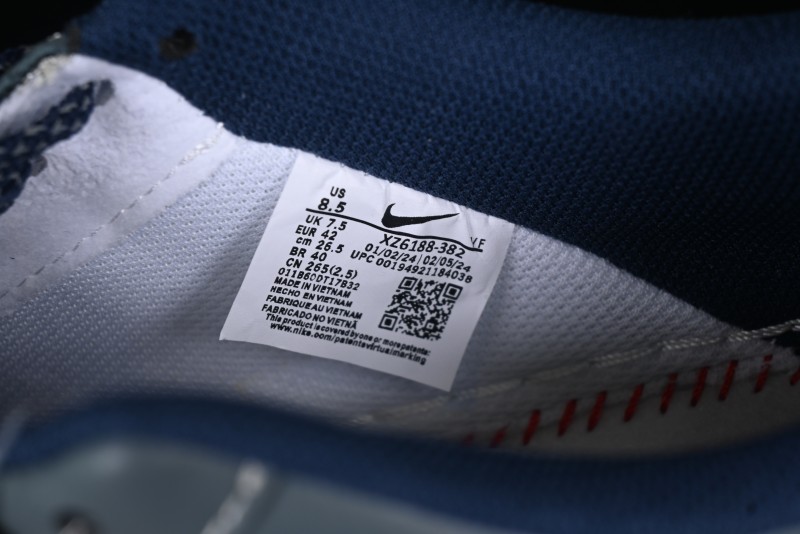 Nike Air Force 1 '07 Low Supreme Casual Sneakers in Grey Blue with Red Swoosh - XZ6188-382