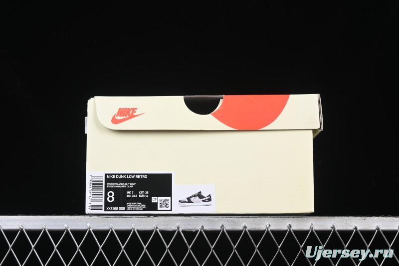 Nike SB Dunk Low Stussy Collaboration - Black Grey Pig Leather Anniversary Custom Edition Low-Top Casual Sneakers - XX3168-008