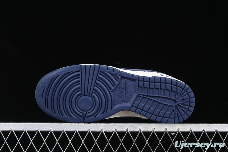 Nike SB Dunk Low Supreme Collaboration Grey Blue Woven Label Anniversary High-End Custom Low-Top Casual Skate Shoes - BB7518-026