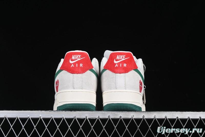 Nike Air Force 1 '07 Low CDG Play Collaboration Green Swoosh Low-Top Casual Sneakers - DF0188-033