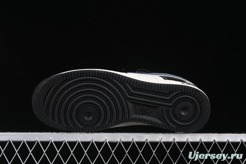 Nike Air Force 1 '07 Low Stussy Collaboration Grey Blue Black Leather Low-Top Casual Sneakers - XZ6188-199