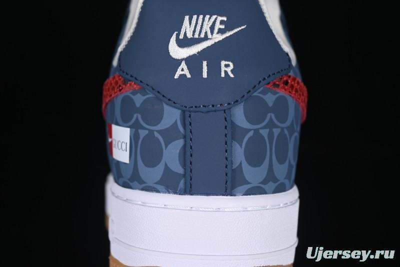 Nike Air Force 1 '07 Low Gucci Collaboration Snake Pattern Red Swoosh Casual Sneakers - DF0188-039