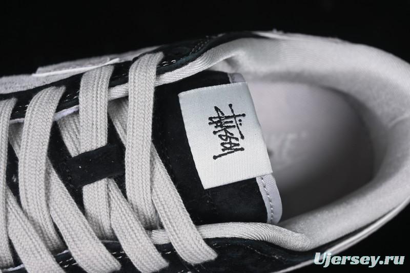Nike SB Dunk Low Stussy Collaboration - Black Grey Pig Leather Anniversary Custom Edition Low-Top Casual Sneakers - XX3168-008