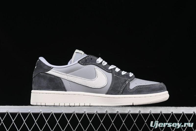 Nike Travis Scott x Fragment Design x Air Jordan 1 Low OG SP AJ1 Retro Sneakers in Traffic Grey - CF3688-055