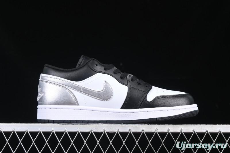 Nike Air Jordan 1 Low AJ1 Basketball Shoes in Black White Silver - 553558-131