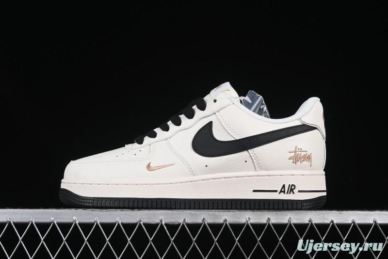 Nike Air Force 1 '07 Low Stussy Collaboration Rose Gold Embroidery Low-Top Casual Sneakers - XZ6188-720