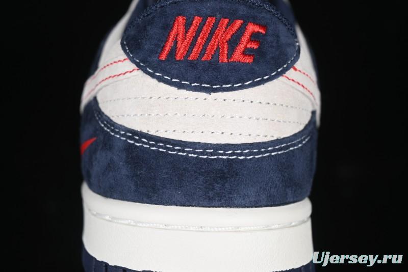 Nike SB Dunk Low Supreme Collaboration - Two-Tone White Swoosh Anniversary Customized Low-Top Casual Skate Shoes - DJ2024-045