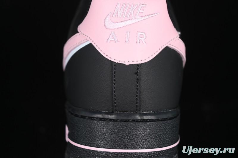 Nike Air Force 1 '07 Low Casual Sneakers with Black & Pink Double Swoosh - CW2288-028
