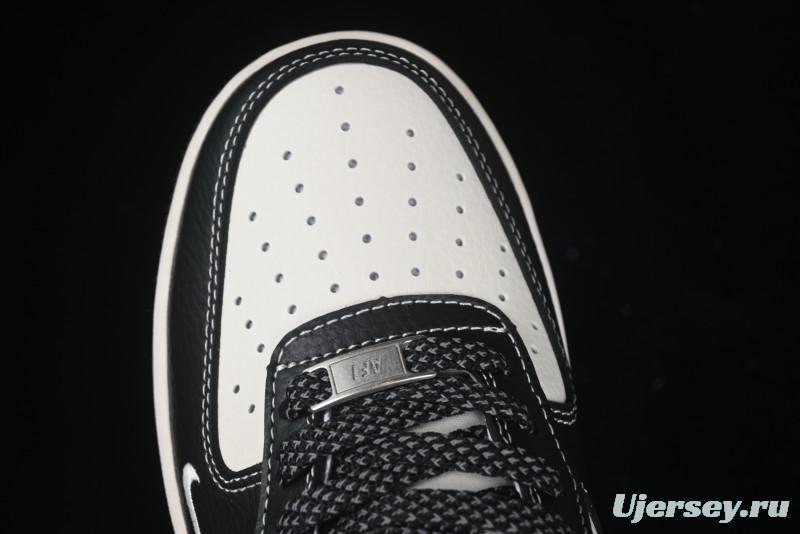 Nike Air Force 1 '07 Low Stussy Collaboration Grey Blue Black Leather Low-Top Casual Sneakers - XZ6188-199