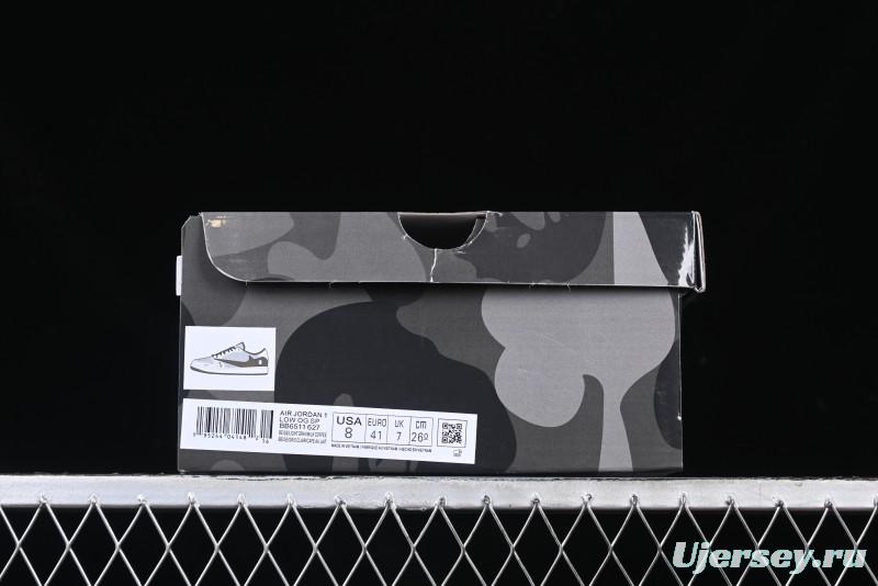 Nike Travis Scott x Fragment Design x Air Jordan 1 Low OG SP AJ1 Bape Collaboration Tea Brown Low-Top Casual Sneakers - BB6511-627