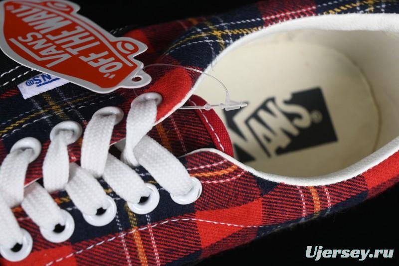 Vans Era Low-Top Skate Shoes with Black Canvas and Red Scottish Plaid Checkered Design - VN0A2RR1QWP