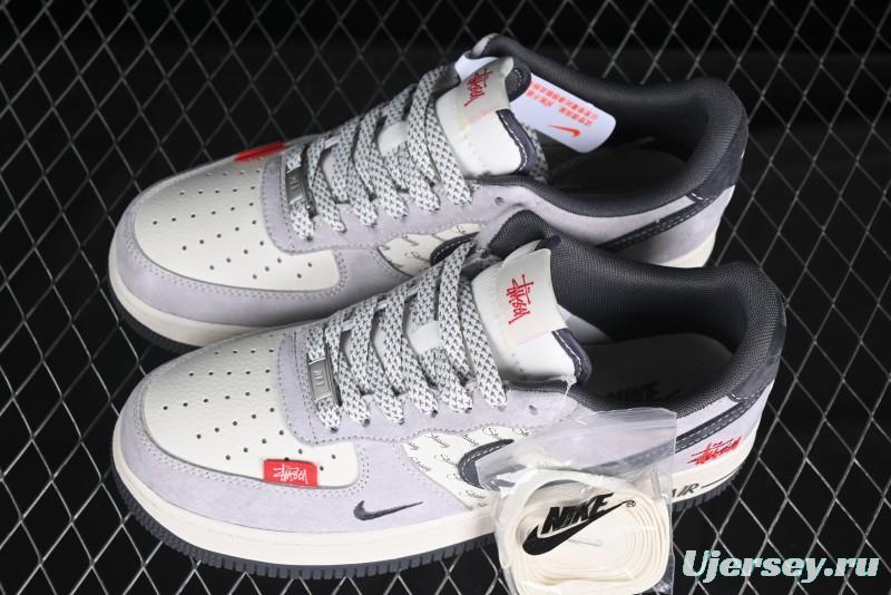 Nike Air Force 1 '07 Low Stussy Collaboration Pig Skin Swoosh Logo Low-Top Casual Sneakers - XS1958-501