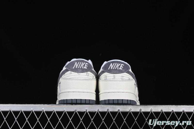 Nike SB Dunk Low Chrome Hearts Collaboration Cross Print Grey Swoosh Anniversary Custom Low-Top Casual Sneakers - DJ2024-064