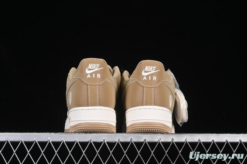 Nike Air Force 1 '07 Low Bape Collaboration Khaki Beige Grey Low-Top Casual Sneakers - BB6566-208