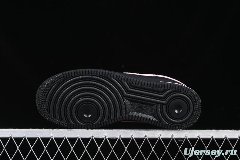 Nike Air Force 1 '07 Low Casual Sneakers with Black & Pink Double Swoosh - CW2288-028