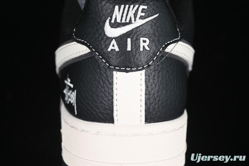 Nike Air Force 1 '07 Low Stussy Collaboration Black & White Swoosh Casual Sneakers - XZ6188-081
