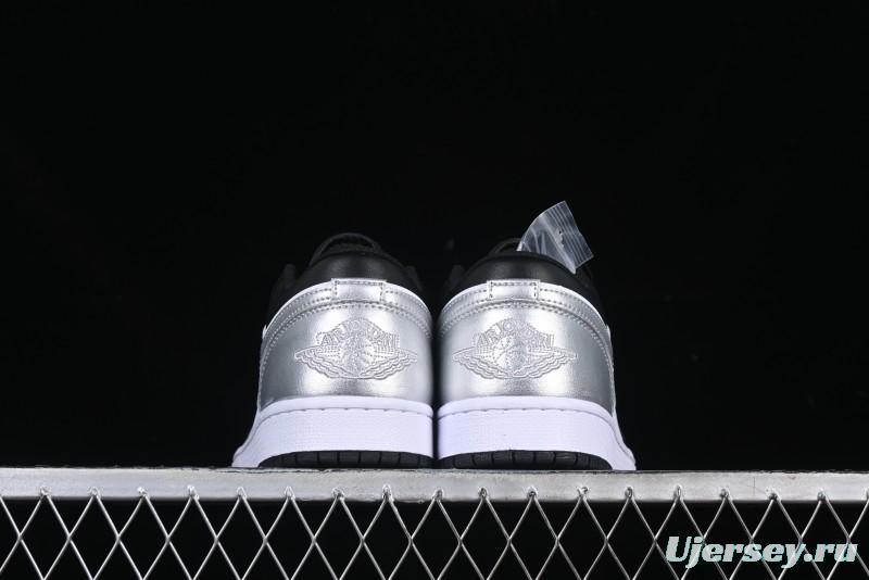 Nike Air Jordan 1 Low AJ1 Basketball Shoes in Black White Silver - 553558-131